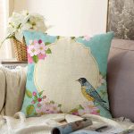 - Sonil-K-733-Gorsel1 - Realhomes Modern Kuş Desenli Dijital Baskılı Dekoratif Raşel Kadife Yastık Kırlent Kılıfı Realhomes