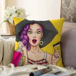 Pop Art Resimli Dijital Baskılı Dekoratif Raşel Kadife Yastık Kırlent Kılıfı Realhomes