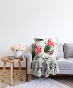 - Print - Realhomes  Flamingo Desen Dijital Baskılı Modern Raşel Kadife Yastık Kırlent Kılıfı Realhomes