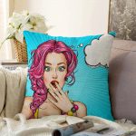 Pop Art Desen Dijital Baskılı Dekoratif Raşel Kadife Yastık Kırlent Kılıfı Realhomes