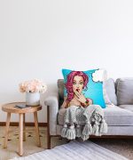 Pop Art Desen Dijital Baskılı Dekoratif Raşel Kadife Yastık Kırlent Kılıfı Realhomes
