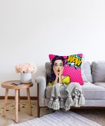 Pop Art Resimli Dijital Baskılı Dekoratif Raşel Kadife Yastık Kırlent Kılıfı Realhomes
