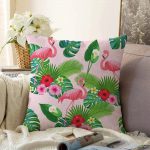 Flamingo Desen Dijital Baskılı Modern Raşel Kadife Yastık Kırlent Kılıfı Realhomes