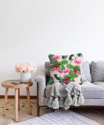 Flamingo Desen Dijital Baskılı Modern Raşel Kadife Yastık Kırlent Kılıfı Realhomes