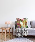 Çiçek Temalı Dijital Baskılı Dekoratif Raşel Kadife Yastık Kırlent Kılıfı Realhomes
