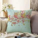 - Sonil-K-75-Gorsel1 - Realhomes Baykuş Desenli Dijital Baskılı Dekoratif Raşel Kadife Yastık Kırlent Kılıfı Realhomes