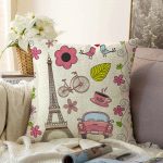 Eyfel Kulesi Desenli Dijital Baskılı Dekoratif Raşel Kadife Yastık Kırlent Kılıfı Realhomes