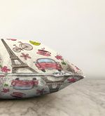 Eyfel Kulesi Desenli Dijital Baskılı Dekoratif Raşel Kadife Yastık Kırlent Kılıfı Realhomes