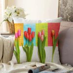 - Sonil-K-806-Gorsel1 - Realhomes Beyaz Zeminde Renkli Laleler Özel Tasarımlı Raşel Kadife Yastık Kırlent Kılıfı Realhomes