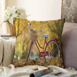 Modern Bisiklet Desen Dijital Baskılı Raşel Kadife Yastık Kırlent Kılıfı Realhomes