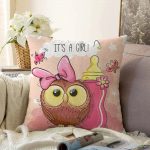 - Sonil-K-827-Gorsel1 - Realhomes Sevimli Baykuş Dijital Baskılı Raşel Kadife Yastık Kırlent Kılıfı Realhomes