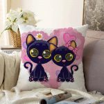 Modern Kedi Desen Dijital Baskılı Raşel Kadife Yastık Kırlent Kılıfı Realhomes