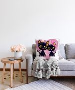 Modern Kedi Desen Dijital Baskılı Raşel Kadife Yastık Kırlent Kılıfı Realhomes