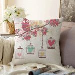 Baykuş Desenli Dijital Baskılı Dekoratif Raşel Kadife Yastık Kırlent Kılıfı Realhomes