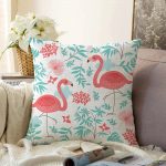 - Sonil-K-845-Gorsel1 - Realhomes Modern Flamingo Desenli Dijital Baskılı Raşel Kadife Yastık Kırlent Kılıfı Realhomes