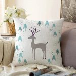 Modern Geyik Temalı Dijital Baskılı Raşel Kadife Yastık Kırlent Kılıfı Realhomes