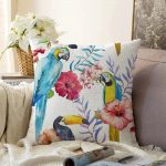 - Sonil-K-894-Gorsel1 - Realhomes  Papağan Desenli Dijital Baskılı Raşel Kadife Yastık Kırlent Kılıfı Realhomes
