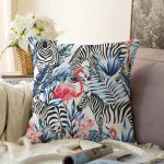 Flamingo Temalı Dijital Baskılı Raşel Kadife Yastık Kırlent Kılıfı Realhomes