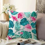 - Sonil-K-901-Gorsel1 - Realhomes  Modern Yaprak Desenli Dijital Baskılı Raşel Kadife Yastık Kırlent Kılıfı Realhomes