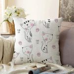 - Sonil-K-906-Gorsel1 - Realhomes  Kedi Desenli Dijital Baskılı Raşel Kadife Yastık Kırlent Kılıfı Realhomes