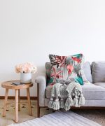 - Sonil-K-913-Gorsel2 - Realhomes  Yaprak Desenli Dijital Baskılı Raşel Kadife Yastık Kırlent Kılıfı Realhomes