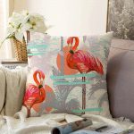 Flamingo Desenli Dijital Baskılı Raşel Kadife Yastık Kırlent Kılıfı Realhomes