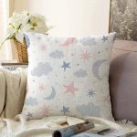 Realhomes Çocuk Odası Gökyüzü Motifleri Tasarımlı Raşel Kadife Yastık Kırlent Kılıfı Realhomes