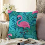 Flamingo Desenli Dijital Baskılı Raşel Kadife Yastık Kırlent Kılıfı Realhomes
