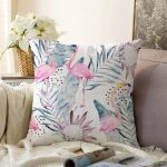 - Sonil-K-940-Gorsel1 - Realhomes  Flamingo Desenli Dijital Baskılı Raşel Kadife Yastık Kırlent Kılıfı Realhomes