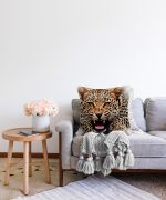 Leopar Resimli Dijital Baskılı Dekoratif Raşel Kadife Yastık Kırlent Kılıfı Realhomes