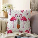 - Sonil-K-988-Gorsel1 - Realhomes  Flamingo Desenli Dijital Baskılı Dekoratif Raşel Kadife Yastık Kırlent Kılıfı Realhomes