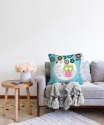 Baykuş Desenli Dijital Baskılı Dekoratif Raşel Kadife Yastık Kırlent Kılıfı Realhomes