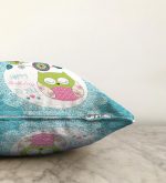 Baykuş Desenli Dijital Baskılı Dekoratif Raşel Kadife Yastık Kırlent Kılıfı Realhomes