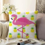 - Sonil-K-palmiyefla-Gorsel1 - Realhomes Ananaslar ve Flamingo Tasarımlı Dijital Baskılı Modern Raşel Kadife Yastık Kırlent Kılıfı Realhomes