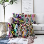 - Sonil-K4luset108-Gorsel1 - Realhomes  Sulu Boya Fırça Darbeli Geometrik Desenli Çift Taraflı 4'Lü Şönil Kırlent Kılıf Seti Realhomes