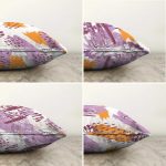 Realhomes Çift Taraflı Özel Tasarım Sulu Boya Baskılı 4'Lü Şönil Kırlent Kılıf Seti Realhomes