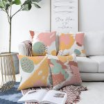 - Sonil-K4luset110-Gorsel1 - Realhomes  Çift Taraflı Modern Yağlı Boya Baskılı 4'Lü Şönil Kırlent Kılıf Seti Realhomes