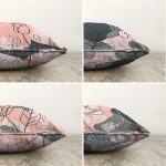 Çift Taraflı Pembe Zeminde Gül Ve Yaprak Desenli 4'Lü Şönil Kırlent Kılıf Seti Realhomes