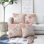 - Sonil-K4luset117-Gorsel1 - Realhomes  Pembe Zemin Üzerinde Çiçek Motifli Dekoratif Çift Taraflı 4'Lü Şönil Kırlent Kılıf Seti Realhomes