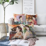 Çift Taraflı Sulu Boya Japon Kızlar Tasarımlı 4'Lü Şönil Kırlent Kılıf Seti Realhomes