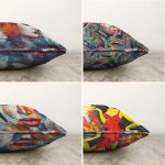 - Sonil-K4luset14-Gorsel2 - Realhomes Çift Taraflı Soyut Sulu Boya Çizimli Fashion Girl Tasarımlı 4'Lü Şönil Kırlent Kılıf Seti Realhomes