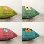 Çift Taraflı Sevimli Köpekcikler 4'Lü Şönil Kırlent Kılıf Seti Realhomes