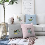 Çift Taraflı Kış Mevsimi Temalı Sevimli Hayvan Tasarımlı 4'Lü Şönil Kırlent Kılıf Seti Realhomes