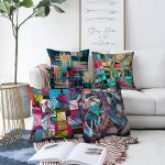 - Sonil-K4luset157-Gorsel1 - Realhomes  Çift Taraflı Geometrik Şekil Desenli Modern 4'Lü Şönil Kırlent Kılıf Seti Realhomes