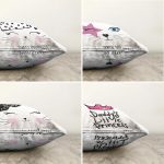 - Sonil-K4luset221-Gorsel2 - Realhomes Realhomes Çift Taraflı Beyaz Zeminde Sevimli Kedicik Dekoratif 4'lü Şönil Çocuk Yastık Kılıf Seti Realhomes