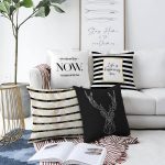 - Sonil-K4luset225-Gorsel1 - Realhomes Realhomes Çift Taraflı Gold Yazılı Siyah Beyaz Zeminli 4'lü Dekoratif Şönil Yastık Kılıf Seti Realhomes