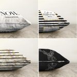 - Sonil-K4luset225-Gorsel2 - Realhomes Realhomes Çift Taraflı Gold Yazılı Siyah Beyaz Zeminli 4'lü Dekoratif Şönil Yastık Kılıf Seti Realhomes