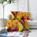 - Sonil-K4luset231-Gorsel1 - Realhomes  Realhomes Çift Taraflı Afrika Bayan Motifli 4'lü Modern Şönil Yastık Kılent Kılıf Seti Realhomes