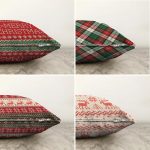 - Sonil-K4luset240-Gorsel2 - Realhomes  Realhomes Çift Taraflı Kırmızı Yeşil Renkli Geyik ve Ekose Temalı 4'lü Şönil Yastık Kılıf Seti Realhomes