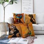 Realhomes Çift Taraflı Afrika Bayan Temalı Modern Dekoratif 4'lü Şönil Yastık Kırlent Kılıf Seti Realhomes